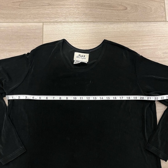 Flax Black Long Sleeve Side Slit Tunic Top Size M - Picture 3 of 5